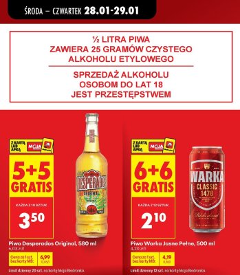 Piwo Desperados Original, 580 ml promocja w Biedronka