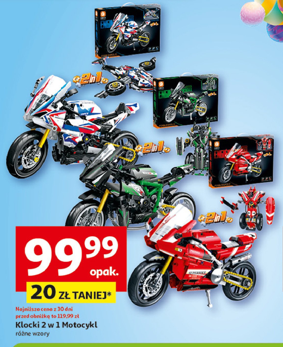 Klocki 2w1 motocykl promocja w Auchan