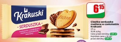 Ciastka serduszka maślane w czekoladzie  promocja w Dino