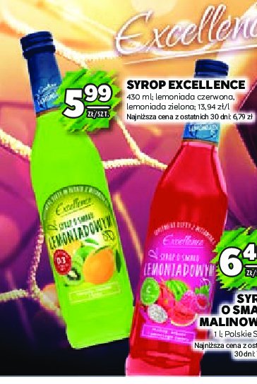 Syrop lemoniadowy malina-arbuz-smoczy owoc Excellence promocja