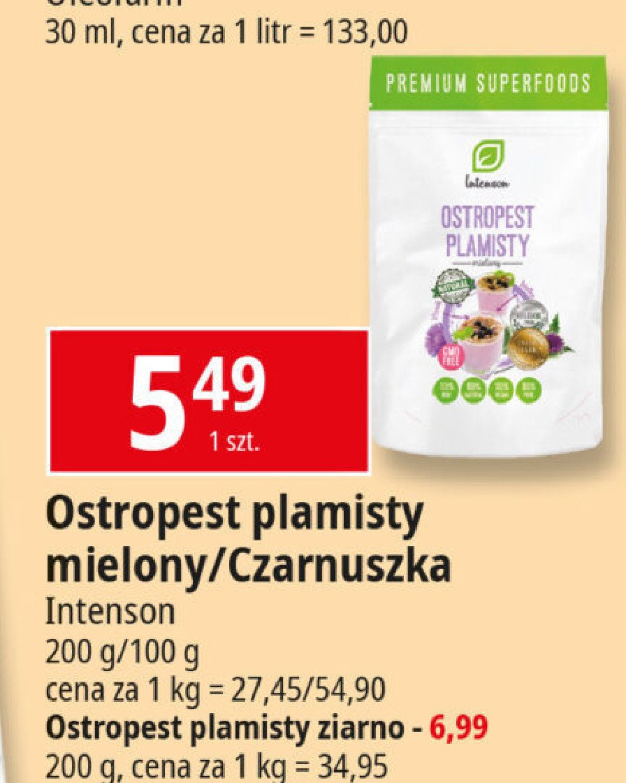 Ostropest mielony Intenson promocja