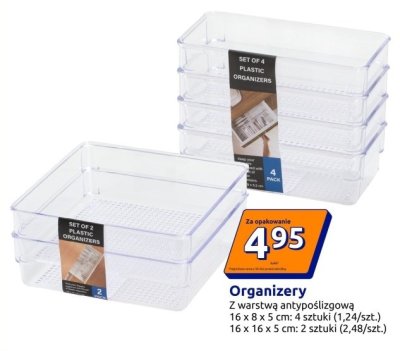 Organizery z warstwą antypoślizgową 16 x 8 x 5 cm: 4 sztuki (1,24/szt.) 16 x 16 x 5 cm: 2 sztuki (2,48/szt.) promocja w Action