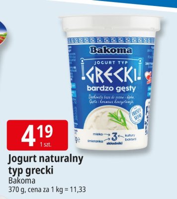 Jogurt naturalny typ grecki Bakoma promocja w Leclerc