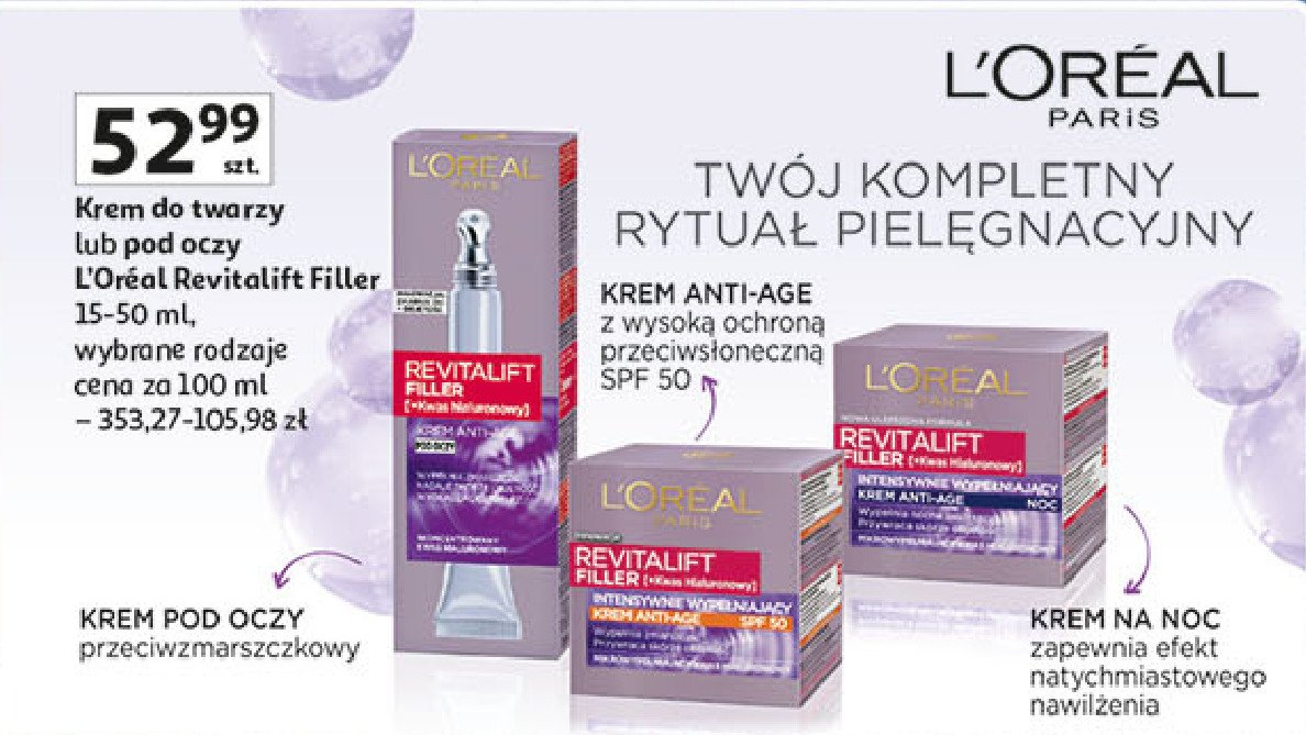 Krem pod oczy L'oreal revitalift filler [kwas hialuronowy] promocja w Auchan