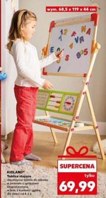 Tablica stojąca dwustronna tablica do zabawy KIDLAND w zestawie z symbolami magnetycznymi, w tym z cyferkami i gąbką, dla dzieci od 4, r.ż. promocja w Kaufland