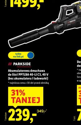 Akumulatorowa dmuchawa do liści PPTLBA 40-Li C3, 40 V  promocja w Lidl