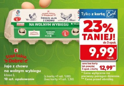 Jaja z chowu na wolnym wybiegu klasa L promocja w Kaufland