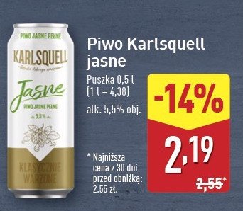 Piwo Karlsquell jasne pełne promocja w Aldi