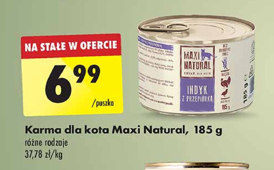 Karma dla kota indyk z przepiórką Maxi natural promocja