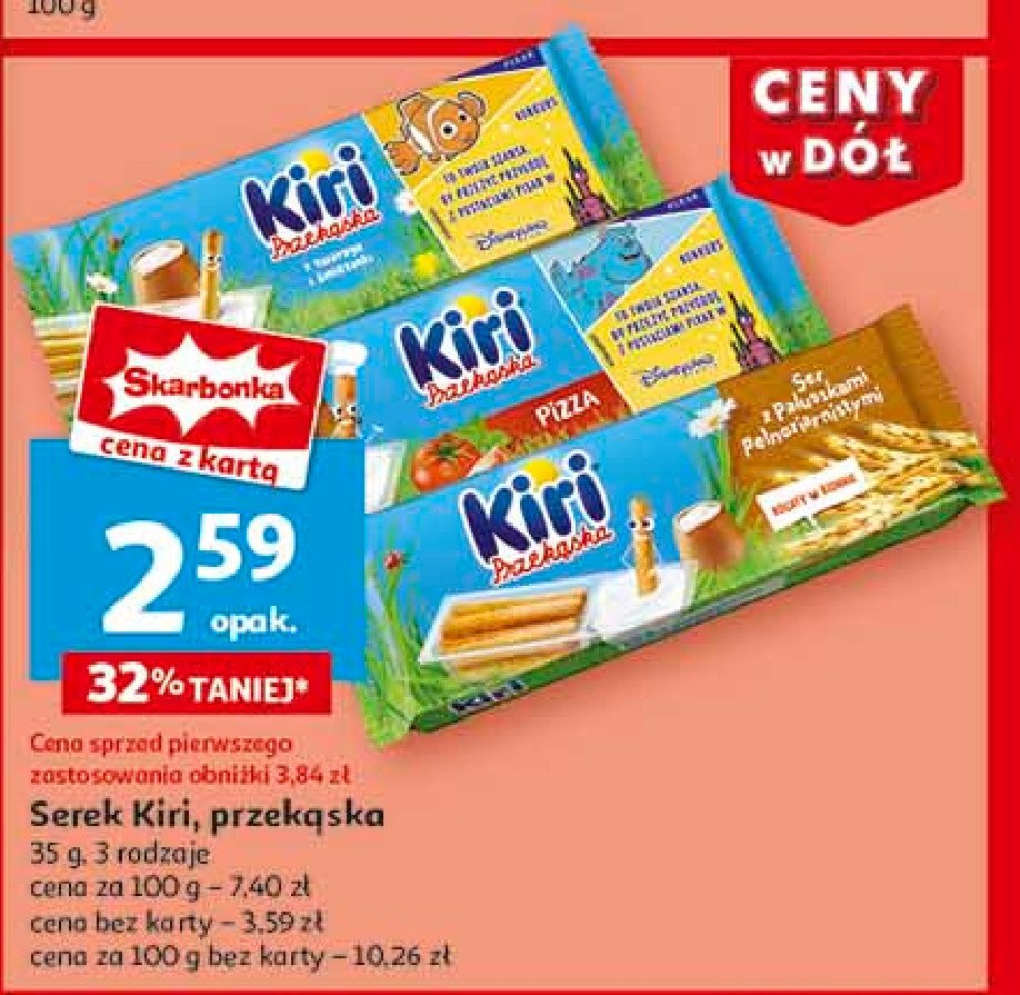 Przekąska: serek+paluszki pełnoziarniste Kiri promocja w Auchan