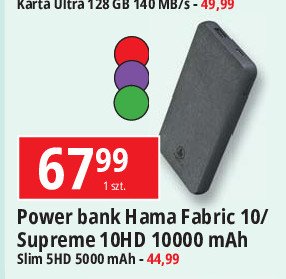Powerbank fabric 10 10000mah Hama promocja