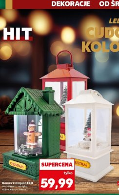 Domek i lampion LED ze śniegiem i muzyką różne wzory i kolory promocja w Kaufland