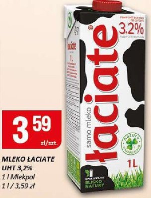 Mleko łaciate UHT 3,2% promocja w Chorten