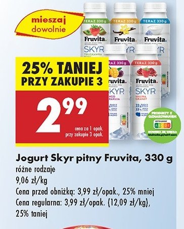 Jogurt malina granat Fruvita skyr promocja w Biedronka
