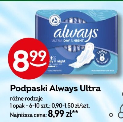 Podpaski Always Ultra różne rodzaje promocja w Żabka