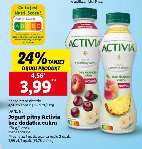 Jogurt bez cukru ananas-brzoskwinia-banan Danone activia promocja