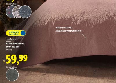 Narzuta welurowa 200 x 220 cm promocja w Lidl