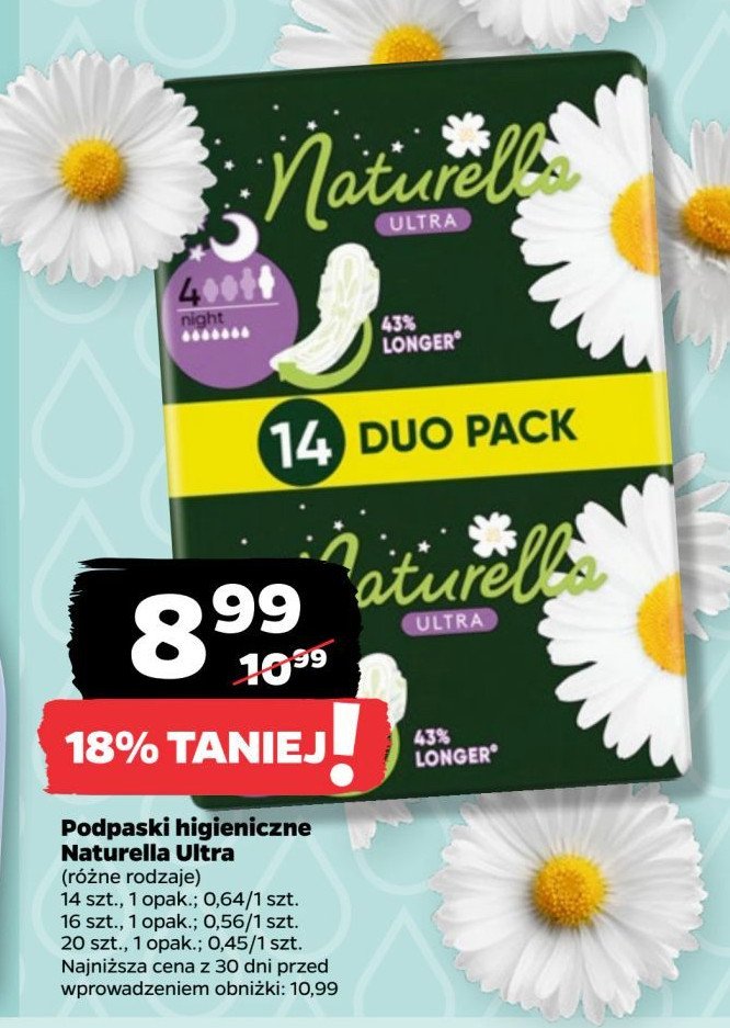 Podpaski higieniczne normal 2-pak Naturella ultra promocja w Netto