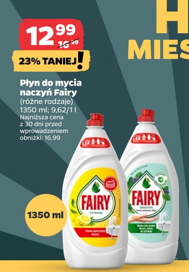 Płyn do mycia naczyń lemon Fairy promocja w Netto