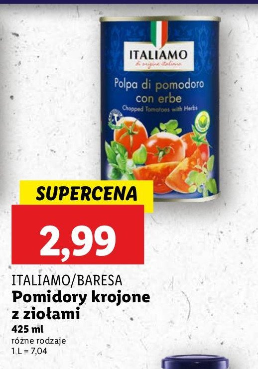Pomidory krojone z ziołami Italiamo promocja