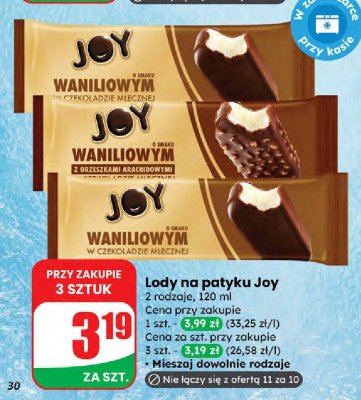 Lody na patyku waniliowy w czekoladzie mlecznej promocja w Dino