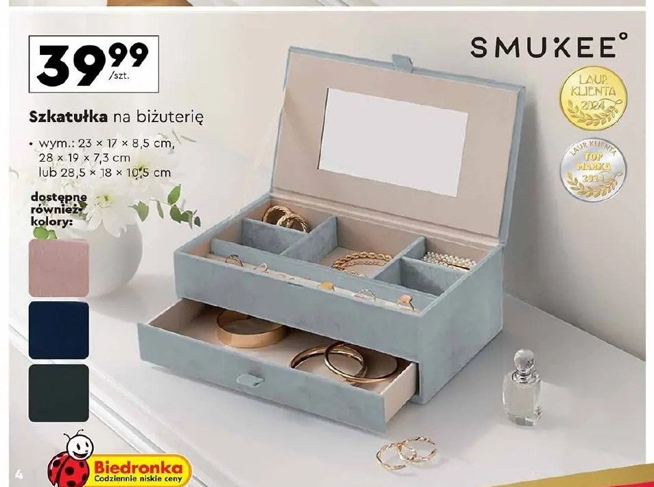 Szkatułka na biżuterię 28 x 19 x 7.3 cm Smukee promocja w Biedronka