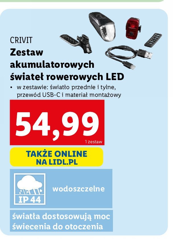 Zestaw magnetycznych 艣wiate艂 rowerowych led Crivit promocja