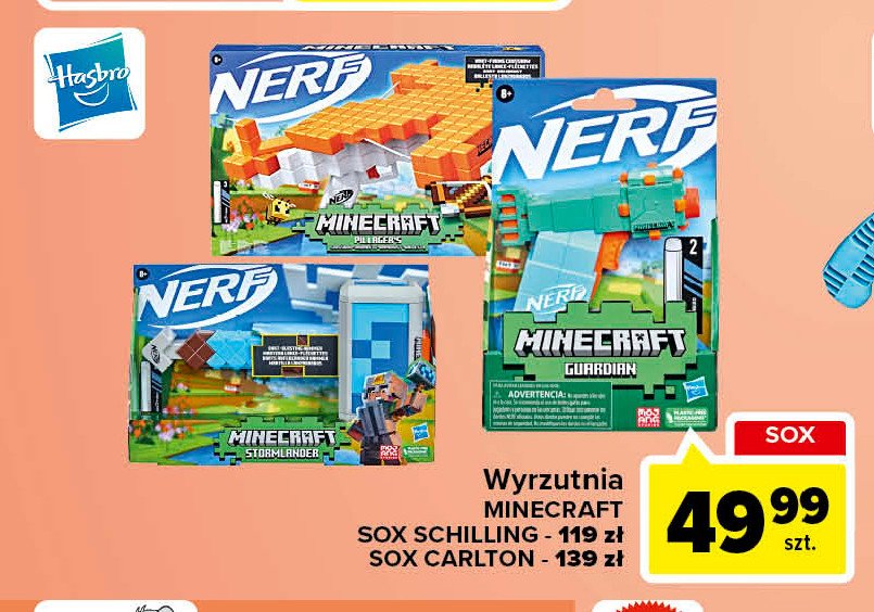 Wyrzutnia nerf minecraft sox Hasbro promocja