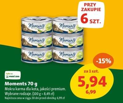 Mokra karma dla kota Moments 70 g promocja w MAXI ZOO