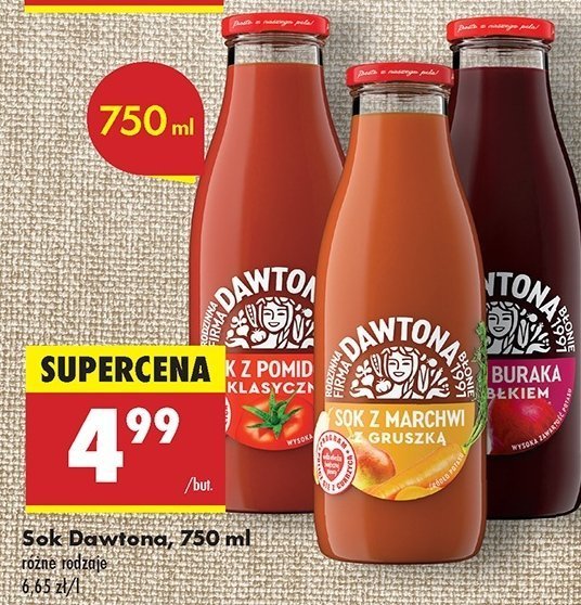 Sok z marchwi z gruszką Dawtona promocja