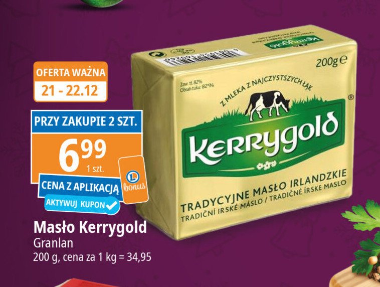 Masło zwykłe Kerrygold masło irlandzkie promocja w Leclerc