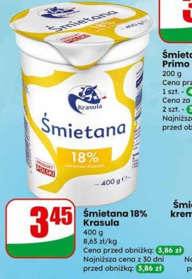 Śmietana 18% Krasula promocja w Dino