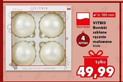 Komplet bombek szklanych dekorowanych śr. 100 mm Vitbis promocja w Kaufland