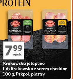 Kiełbasa krakowska z serem cheddar Pekpol promocja w Auchan