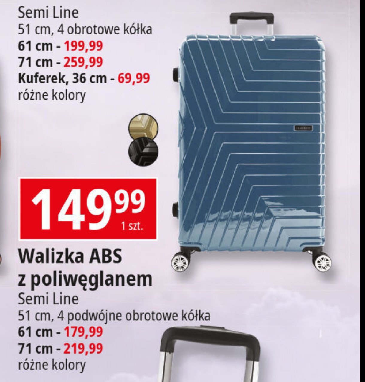 Walizka abs z poliwęglanem 51 cm Semi line promocja