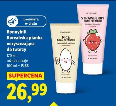 Koreańska pianka oczyszczająca do twarzy, różne rodzaje Bonnyhill promocja w Lidl