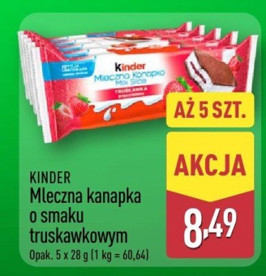 Mleczna kanapka o smaku truskawkowym KINDER promocja w Aldi