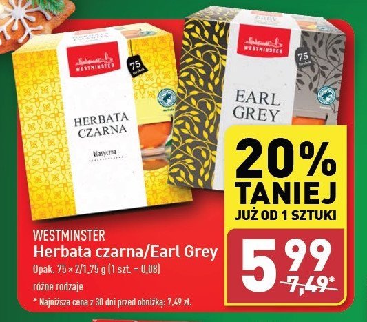 Herbata cytrynowa Westminster earl grey promocja w Aldi