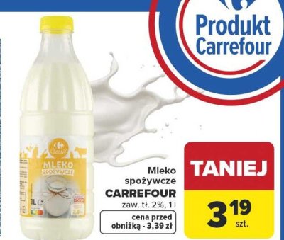 Mleko spożywcze Carrefour promocja w Carrefour