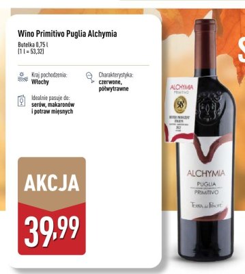 Wino Primitivo Puglia Alchymia promocja w Aldi