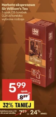 Herbata ekspresowa Sir William's Tea promocja w Delikatesy Centrum