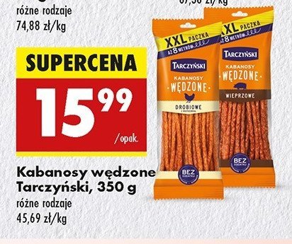 Kabanosy wędzone drobiowe Tarczyński promocja w Biedronka