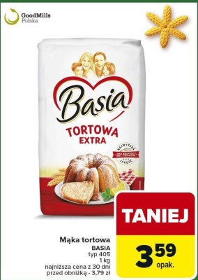 Mąka tortowa Basia typ 405 promocja w Carrefour Market