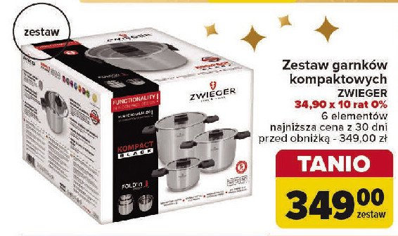 Zestaw garnków compact black Zwieger promocja w Carrefour