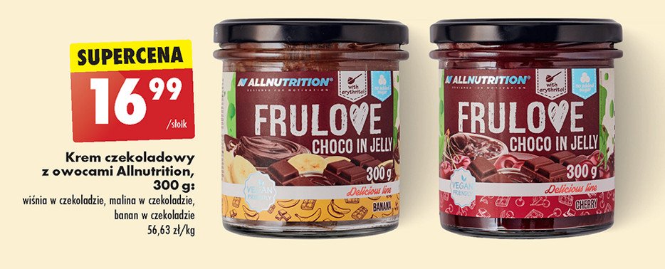 Krem czekoladowy z malinami Allnutrition frulove promocja