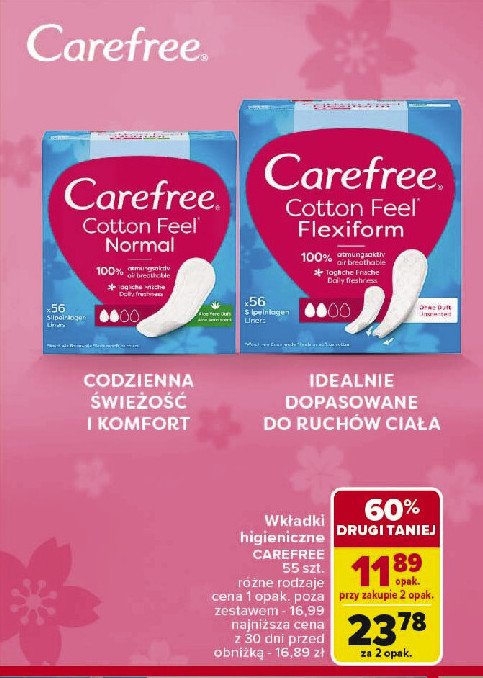 Wkładki flexiform Carefree promocja w Carrefour