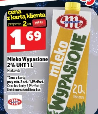 Mleko Wypasione 2% UHT 1L promocja w TOPAZ