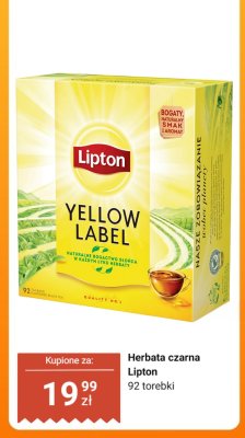 Herbata czarna Lipton Yellow Label 92 torebki promocja w Dino