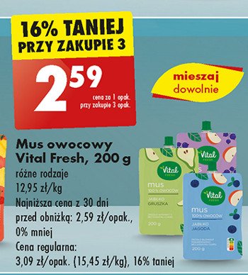 Mus jabłko porzeczka Vital fresh promocja