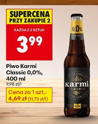 Piwo Karmi Classic 0,0%, 400 ml promocja w Biedronka